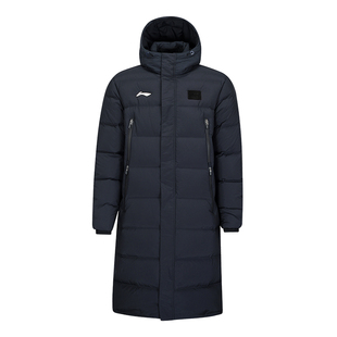 李宁带国旗的羽绒服长款2024冬季保暖外套加厚大衣 AYMU343-1过膝