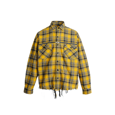 长袖格子衬衫P.M.W翻领