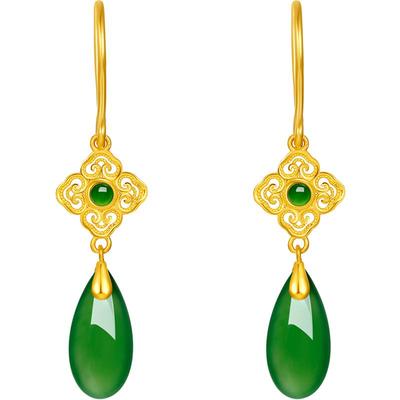 周六福珠宝金镶玉耳饰