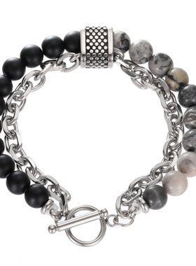 嘻哈双层响尾蛇虎眼石地图石手链