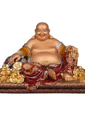 秦歌黄铜大肚笑佛宽体弥勒佛佛像