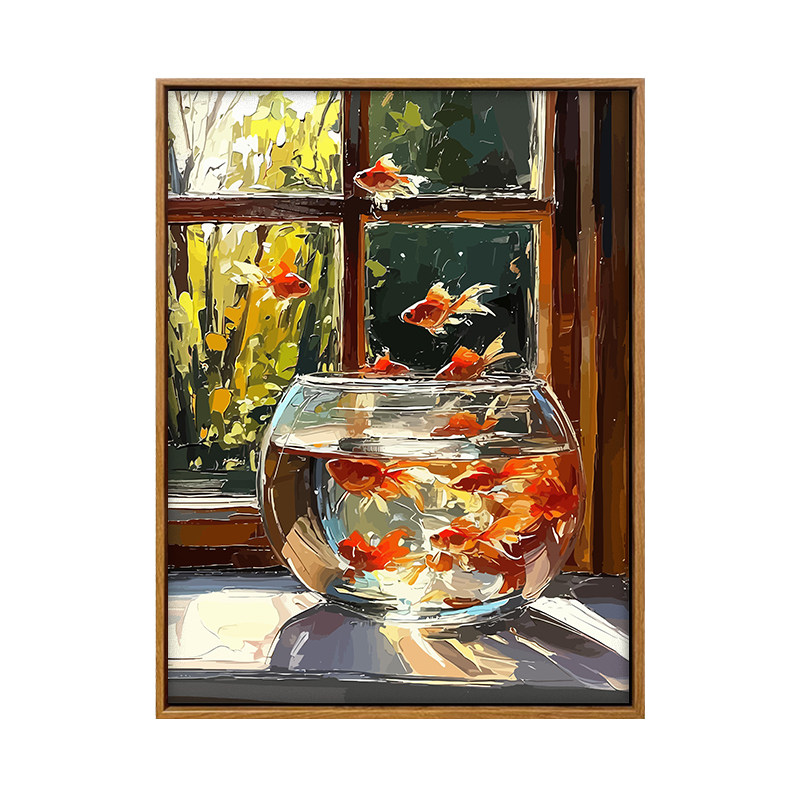 雅调窗边小金鱼diy数字油画材料