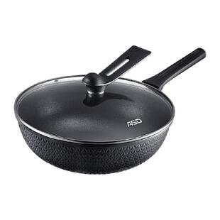 爱仕达无氟涂层不粘锅炒锅家用陶瓷不沾锅燃气电磁炉用钛锅炒菜锅