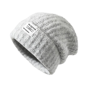 大头围帽子女款2025新款针织毛线帽宽松慵懒冷帽毛绒保暖防风护耳