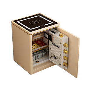 虎牌床头保险柜家用2026新款床头柜保险箱一体防盗59cm隐藏式卧室指纹密码办公室带智能无线充电大空间保管箱