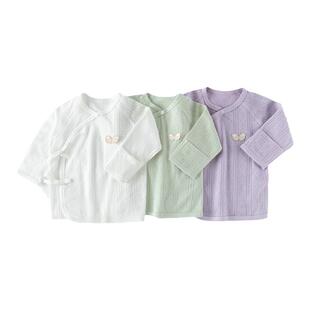 汤尼倍儿 新生儿系带上衣夏季薄款0-6初生婴儿打底衣服纯棉和尚服