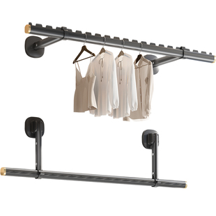 比人晾衣架侧装阳台晾衣杆折叠墙上壁挂侧面固定式侧墙一根晒衣架