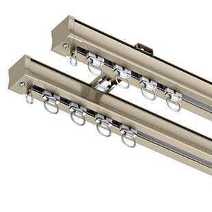 窗帘轨道静音滑轨加厚铝合金双轨打孔U型L型转弯导轨顶装侧装单轨