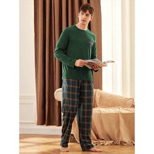E 32922 German velvet crew neck men's home set 德绒圆领男士
