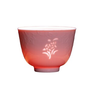 景德镇釉下彩粉釉玲珑瓷主人杯梅兰竹菊精致功夫茶具个人单杯瓷器