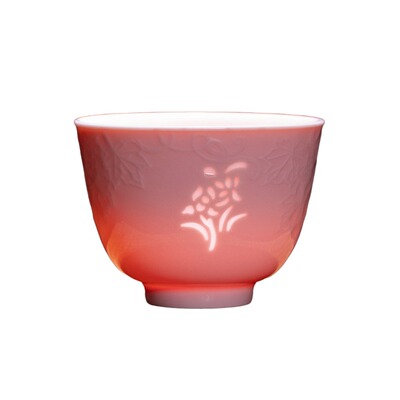 景德镇釉下彩粉釉玲珑瓷主人杯梅兰竹菊精致功夫茶具个人单杯瓷器