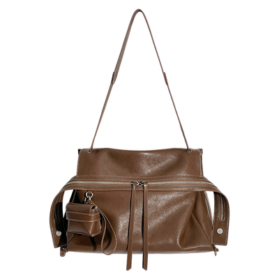 植鞣牛皮托特包女单肩斜挎邮差包