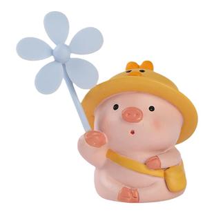 可爱小猪风车竹蜻蜓电瓶车自行车汽车电动摩托车车载装饰品小摆件