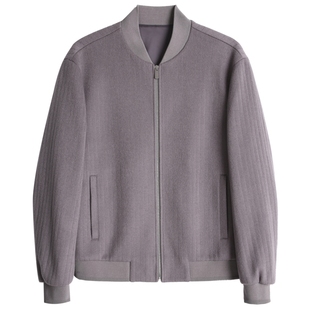 劲霸男装男士夹克外套秋冬羊毛混纺时尚休闲棒球领短款毛呢茄克