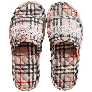 简约加大男女布底地板地砖拖鞋家居室内静音无声可机洗四季通用款