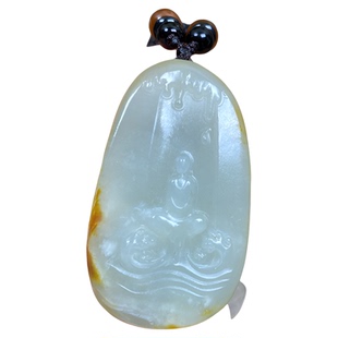 新疆和田玉山料青白玉手工雕刻吊坠挂件保真支持珠宝玉石机构鉴定