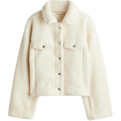 HM女装短外套冬季保暖纽扣前襟泰迪绒摇粒绒保暖开衫1250582