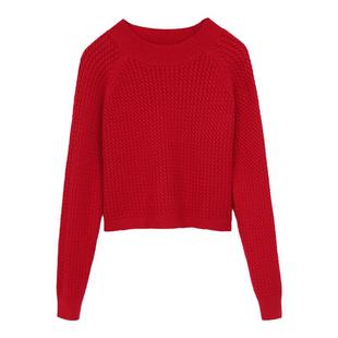 半高领短款毛衣女加厚秋冬新款女装宽松小个子高腰中领针织打底衫