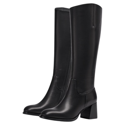 莎莎苏高粗跟旅行时装长靴配裙子