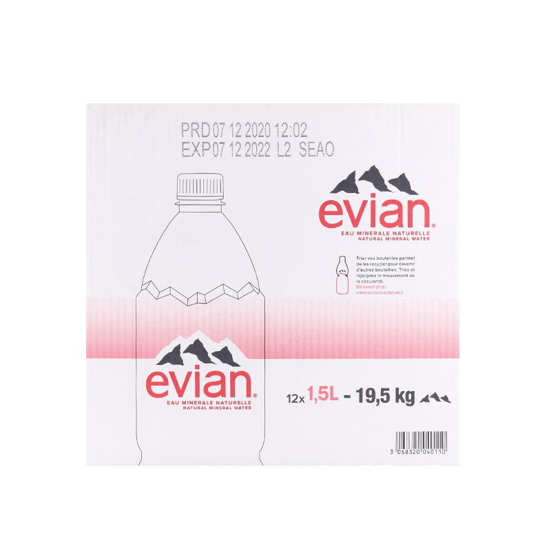 法国Evian依云天然矿泉水330ml/500ml1.5L整箱弱碱性饮用水