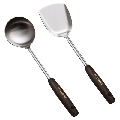 苏美冠加厚不锈钢锅铲加长柄炒铲炒勺汤勺家用厨师套装厨房炒菜铲