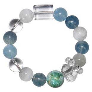 天然水晶手串天然海蓝宝白水晶手链大漆手串蓝萤石白幽灵多宝手串