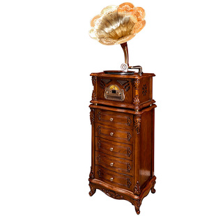 老式留声机仿古黑胶唱片机客厅多功能纯铜大喇叭音响古典电唱机