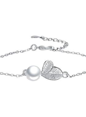 纯银手链女叶子简约小清新百搭2022夏季表白送女朋友生日520礼物