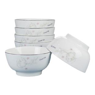 陶瓷碗碟家用5.5寸面碗防烫大号米饭碗6个包邮中式骨瓷餐具吃饭碗