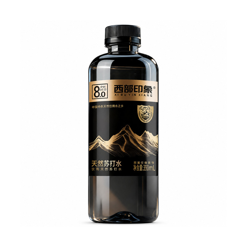 西部印象天然弱碱性饮用水390ml苏打水水源地高端商务运动补水