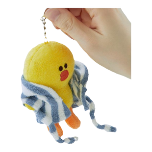 LINE FRIENDS连我朋友慵懒宅家系列睡袍毛绒钥匙扣包挂可爱卡通