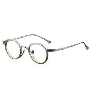 复古眼镜纯钛 万年龟同款KMN1231不规则全框小脸宽边高度数眼镜架