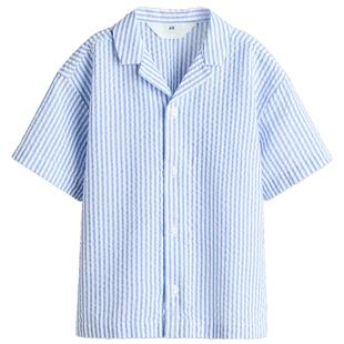 HM2026夏季新款童装儿童男童泡泡纱古巴领衬衫1315565