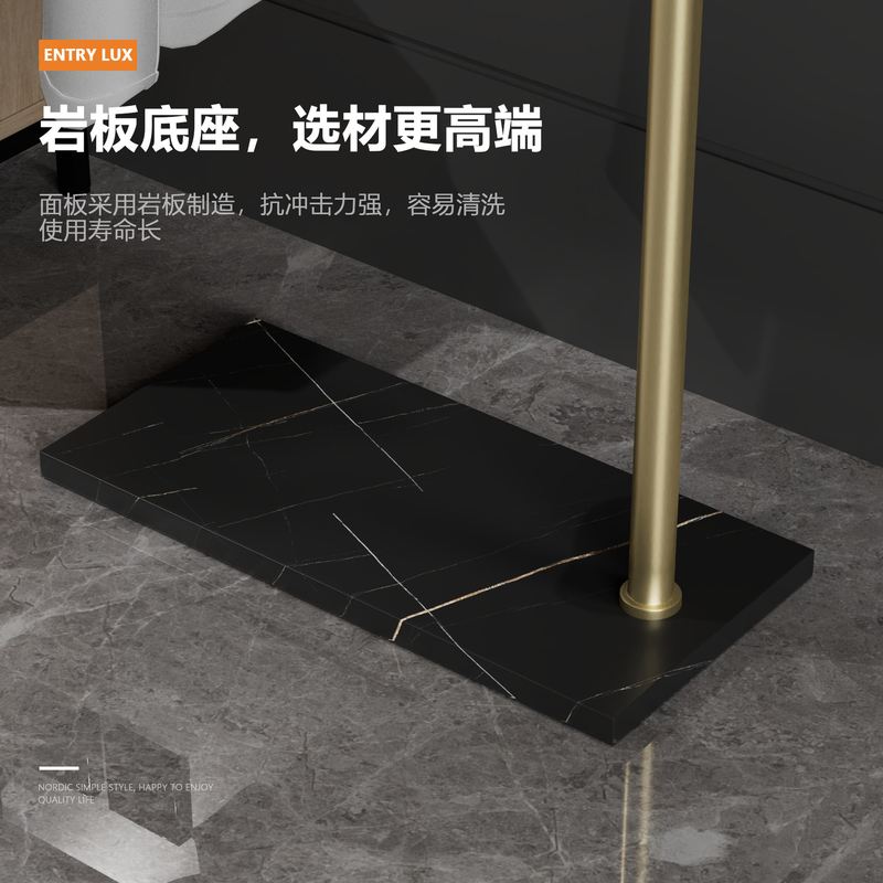 网红铁艺晾衣架卧室落地衣帽架岩板简约家用挂包架单杆立式置物架