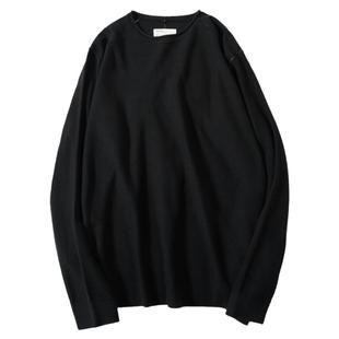 流石男装春装圆领毛衫男士2026年春季新款黑色毛衣休闲打底针织衫