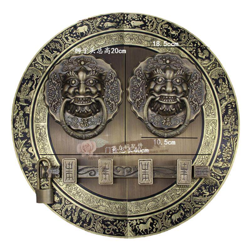 万力黄铜材质木大门中式仿古