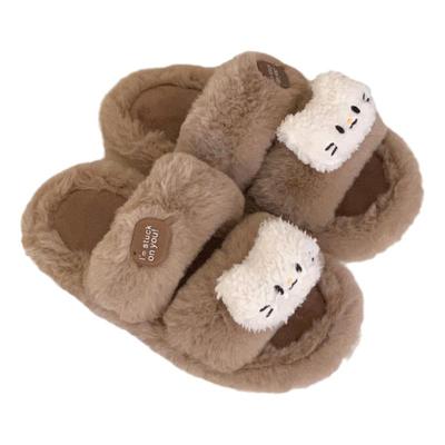 细细条可爱小猫咪二字棉拖鞋