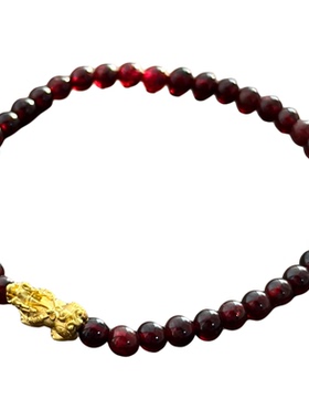 爆款招财貔貅足金石榴石手链礼物