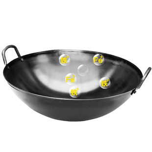 炒锅双耳熟铁家用炒菜锅圆底大号猛火灶商用厨师爆炒专用大炒锅盖