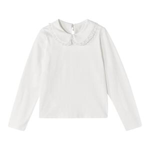 笛莎官方旗舰童装女童长袖t恤春季新款女孩上衣儿童纯棉白色打底t