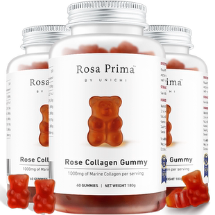 【自营】Unichi胶原蛋白小熊软糖女性玫瑰果小分子纯养肤美颜60*3