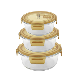 嘉乐扣玻璃饭盒大号泡面碗便当盒微波炉保鲜盒食品密封盒圆形汤盒