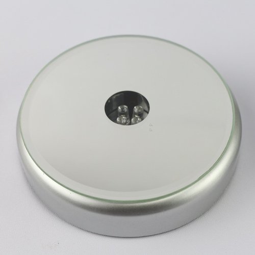 9CM圆形发光底座4led水晶配件摆件七彩创意工艺品灯座家居货源