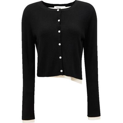 VeroModa单排扣拼接针织衫