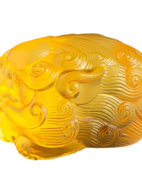 四神兽摆件古法琉璃白象鳌鱼谛听貔貅手把件文房镇纸办公桌面装饰