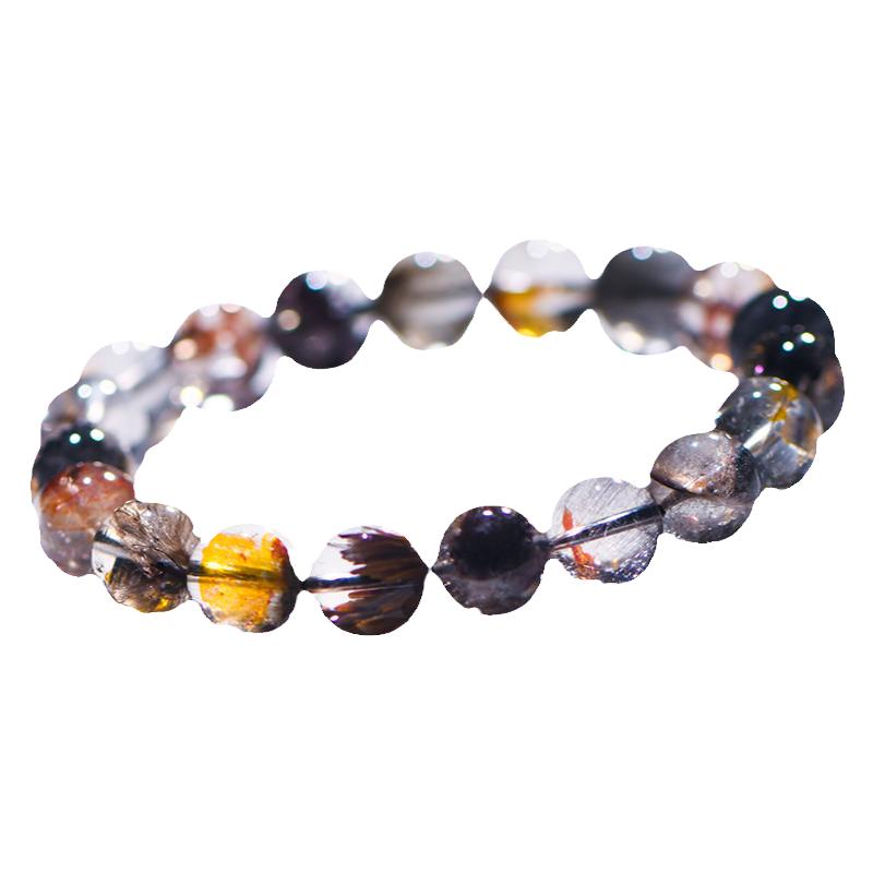 PLSTONE普琳丝天然（藏品）巴西老矿银钛胶花手链手串女男礼品