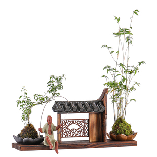 养鱼缸生态缸陶瓷罐流水口配件循环过滤室内增氧庭院花园造景摆件