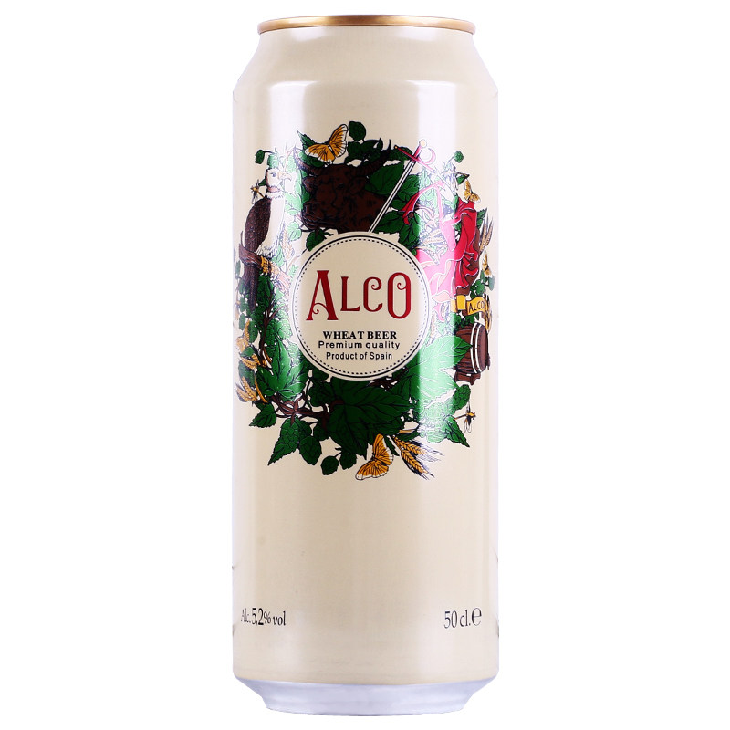 【两件送杯子】阿尔寇小麦白啤酒500ml*24罐德国精酿整箱听装