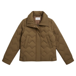 马克华菲翻领轻薄羽绒服女短款2025新款秋冬季菱形格简约保暖外套