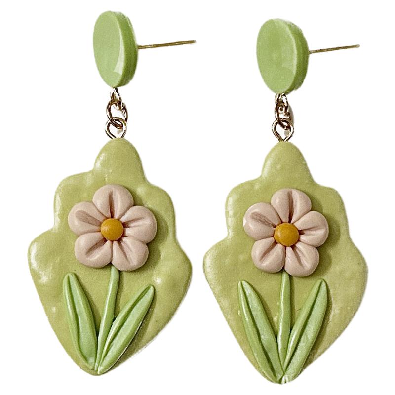 FEN手工软陶花朵耳环孤品